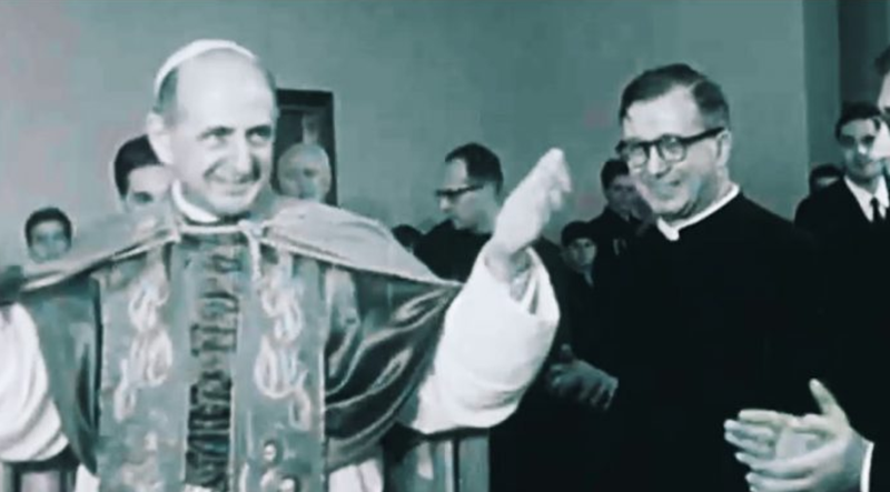 Pope Paul VI visits an academic center in Rome operated by Opus Dei in 1965
