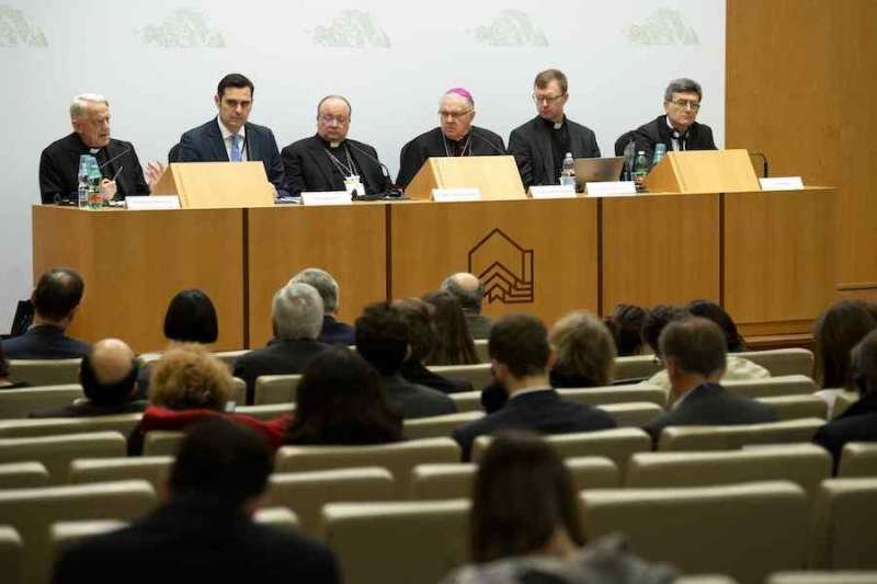 Participants at the Vatican abuse summit brief the media on Feb. 21