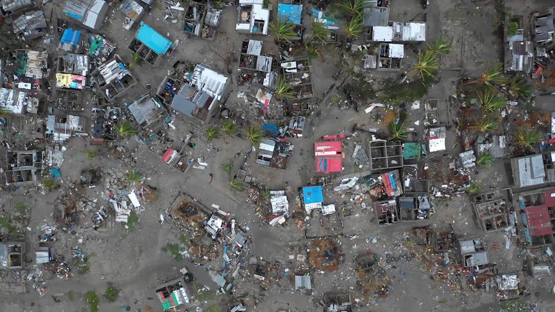 An aerial view taken March 19