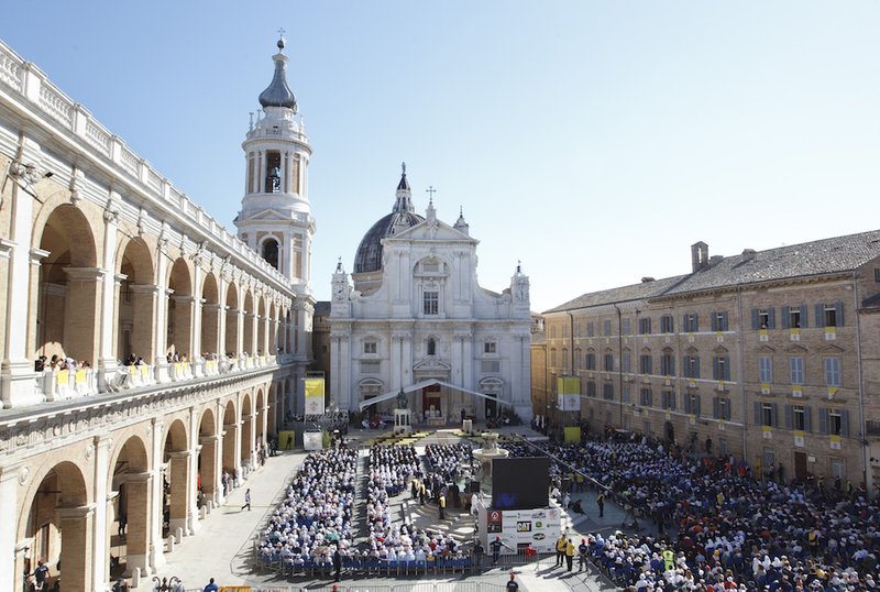 Pope Benedict XVI celebrates Mass outside the Sanctuary of the Holy House in Loreto