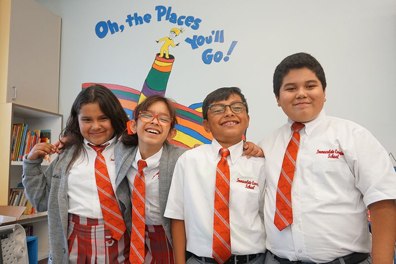 Fifth-graders (from left) Jamila Herrero