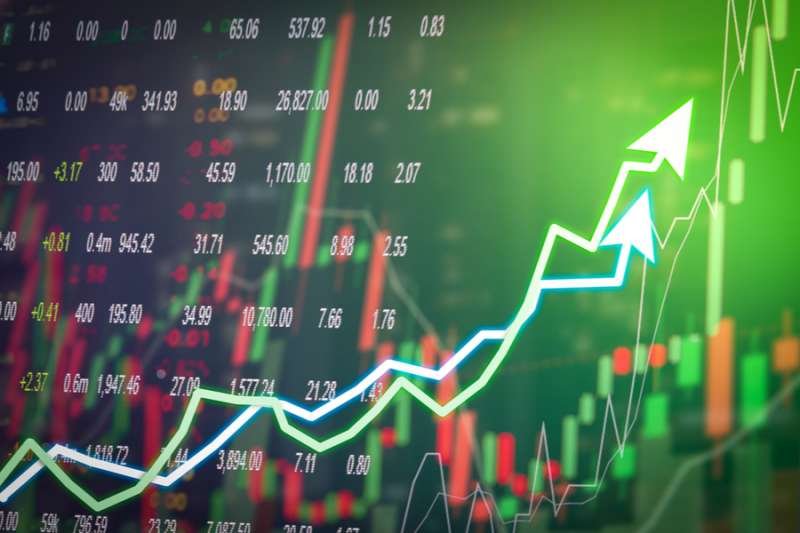 Stock market digital graph chart on LED display concept. Via Shutterstock