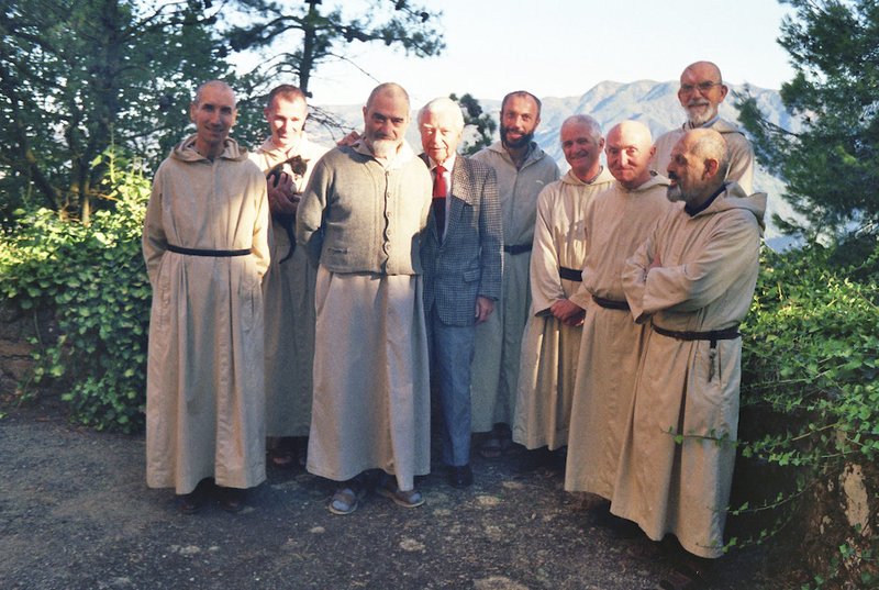 Trappist monks and a guest are pictured at the Monastery of Notre Dame de l'Atlas near Medea