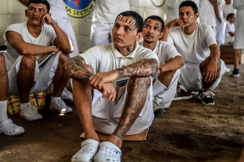 This is a scene from a video feature that details religion's redemptive role among imprisoned Salvadoran gangs. In El Salvador
