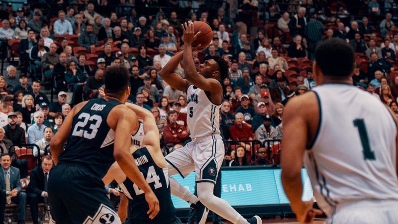 LMU’s James Batemon goes up for a shot against BYU Fev. 16 in a game the Lions lost 70-62. (LMU ATHLETICS)
