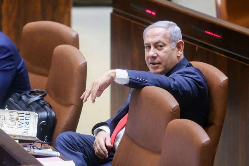 Israeli Prime Minister Benjamin Netanyahu attends the Knesset Plenary Hall session ahead of the vote on the National Law on late July 18
