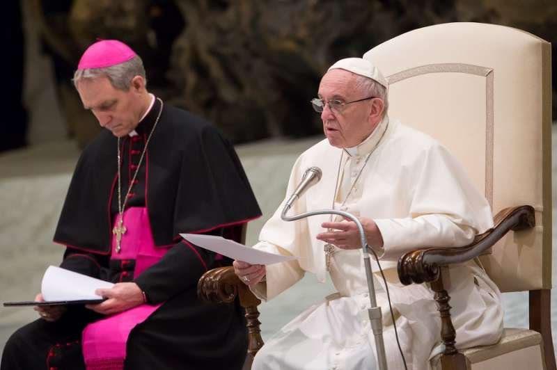 Pope Francis speaks during the general audience Jan. 10