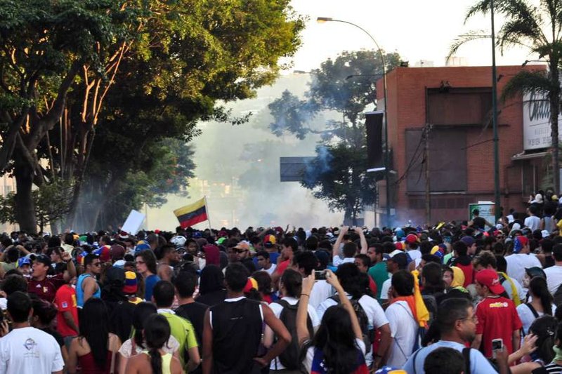 Government protestors in the Altamira_neighborhood of Caracas