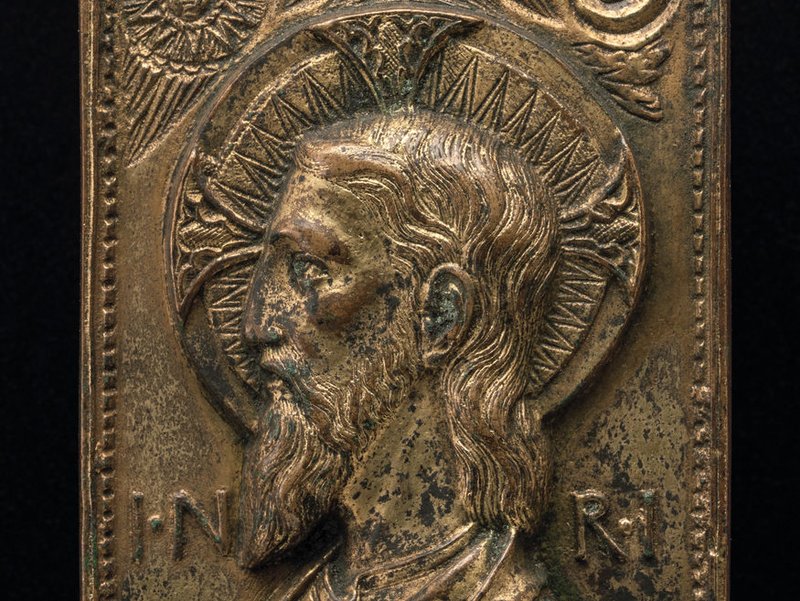 “Bust of Christ,” 15th century, gilded bronze.