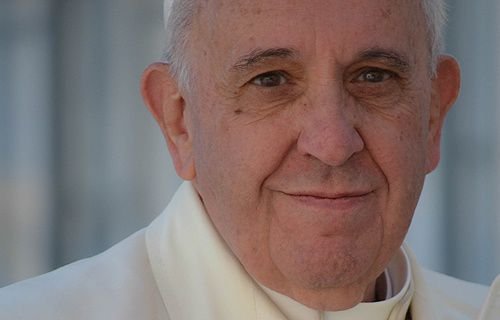 Pope Francis greets pilgrims in St. Peter's Square before the Wed. general audience on April 16