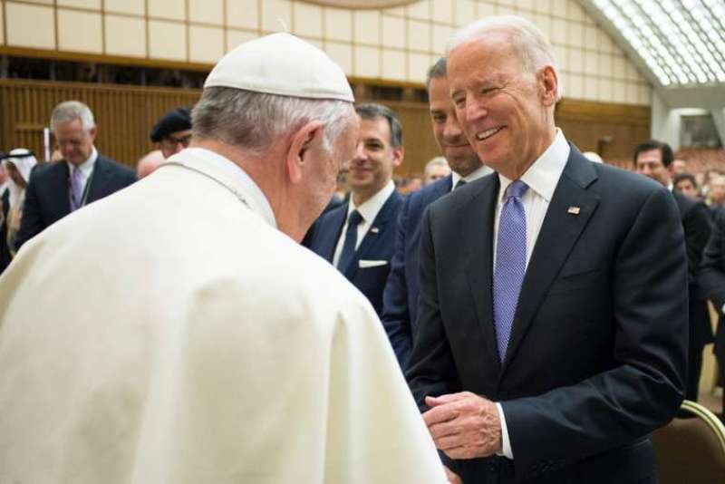 Pope Francis and Joe Biden in Vatican City.