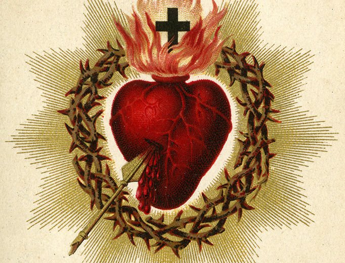 Catholic holy card depicting the Sacred Heart of Jesus