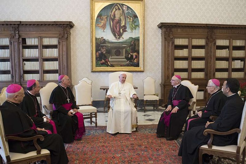 The bishops of Albania meet with Pope Francis for their ad limina visit at the Vatican