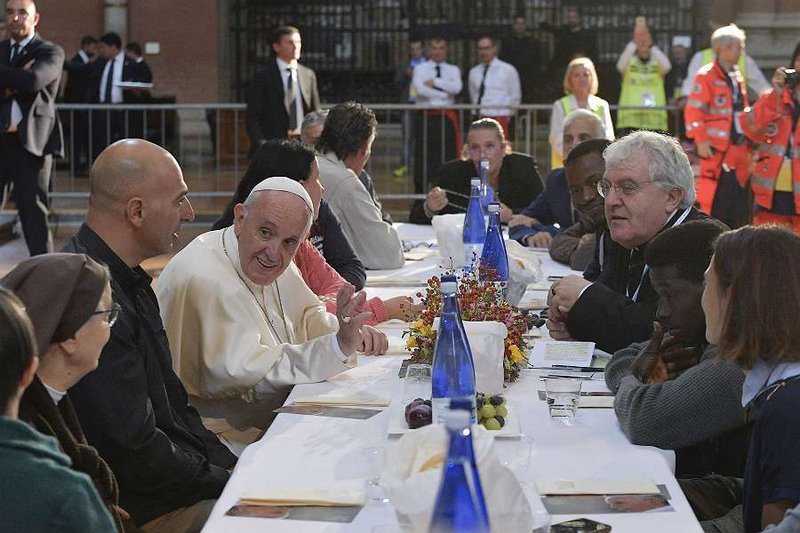Pope Francis solidarity lunch Bologna Oct. 1