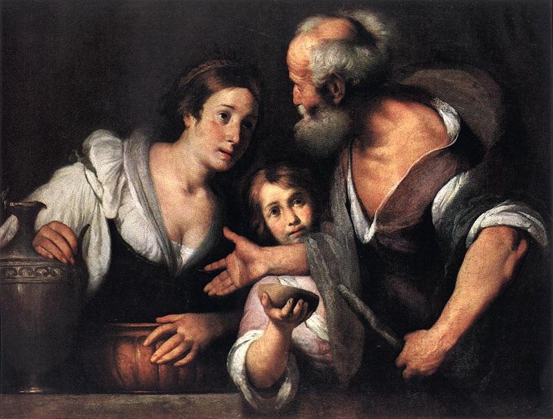 “Prophet Elijah and the Widow of Sarepta” (Zarephath), by Bernardo Strozzi (1581-1644).