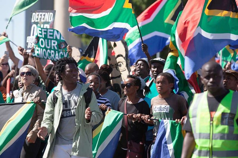 Protesters march to parliament in protest at President Jacob Zuma (Credit: Aqua Images/Shutterstock)