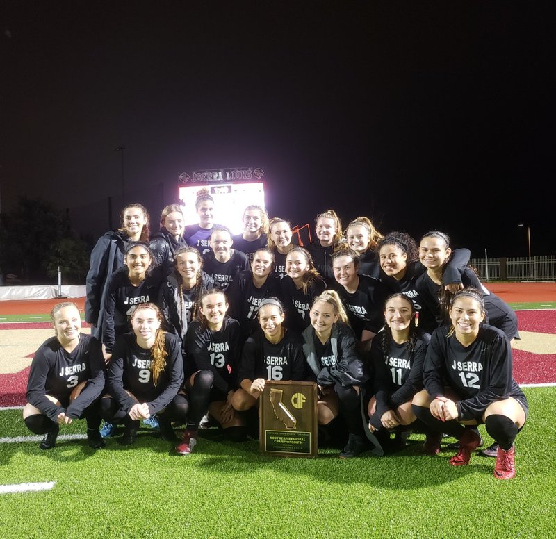 J.Serra girls pose after their winning game March 2. (PHOTO COURTESY J.SERRA GIRLS' SOCCER TEAM)