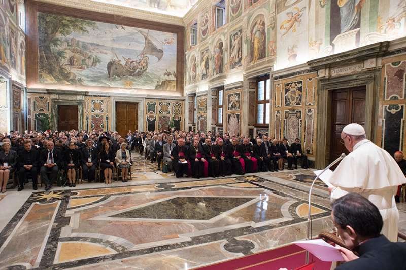 Pope Francis with the General Assembly of the Pontifical Academy for Life in Vatican City on June 25