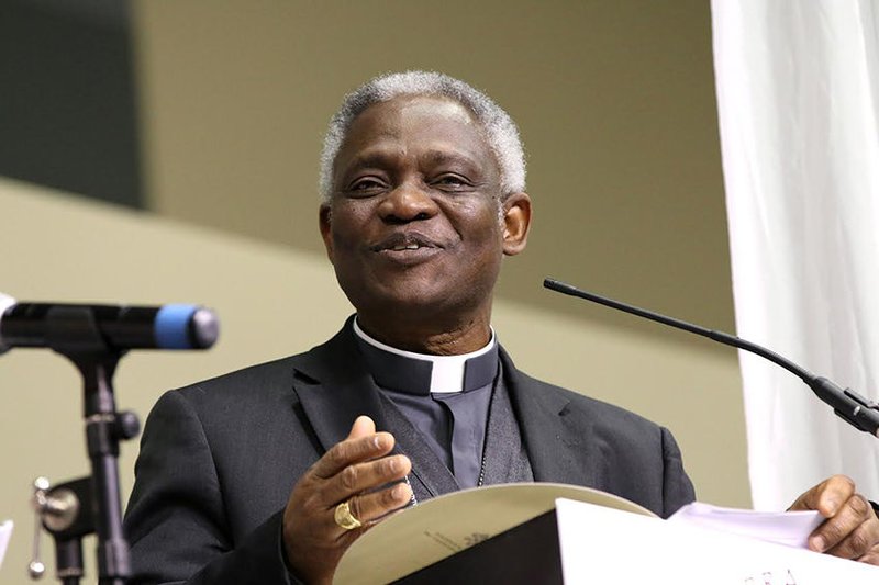 Cardinal Peter Turkson speaks Feb. 16 at the World Meeting of Popular Movements in Modesto.