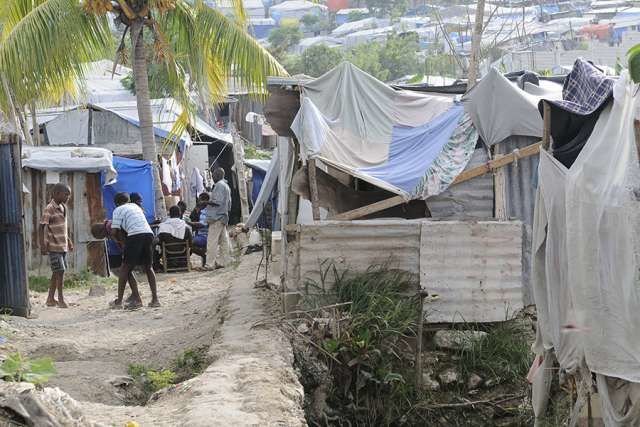 A tent camp in Haiti. Credit: arindambanarjee/Shutterstock.