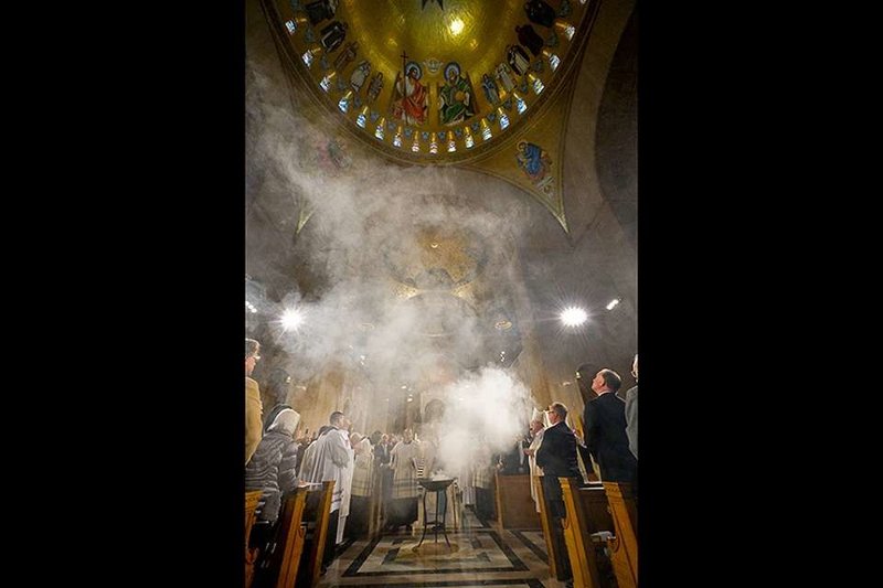 Incense rises to bless the Trinity Dome during the Dec. 8