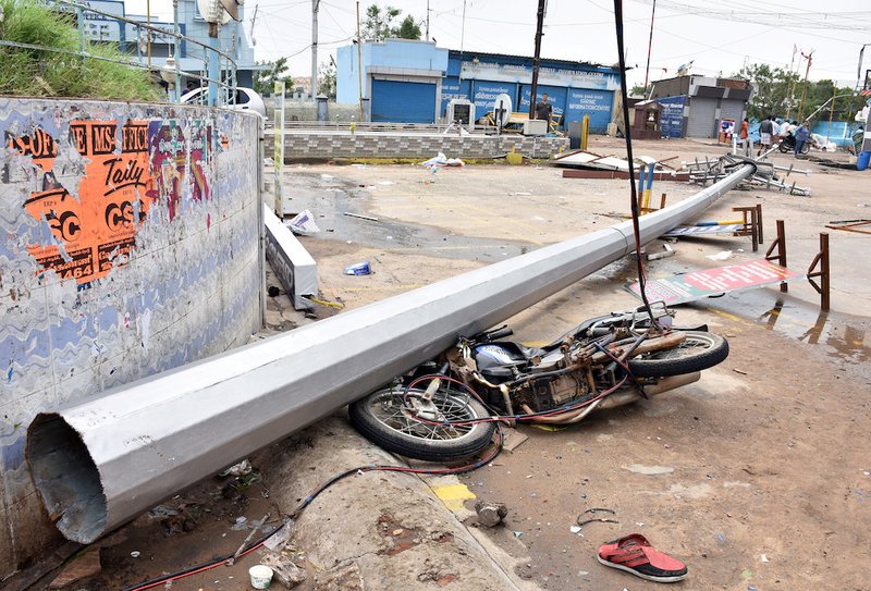 Street damage is seen in Velankani