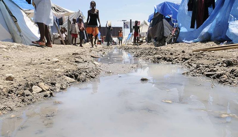 A tent camp in Haiti. Credit: arindambanerjee/Shutterstock.