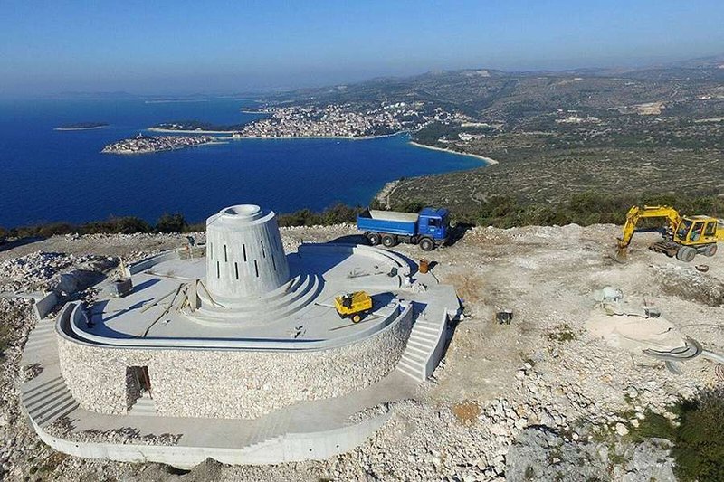 Construction at the future site of a 55-foot Marian statue in Primošten