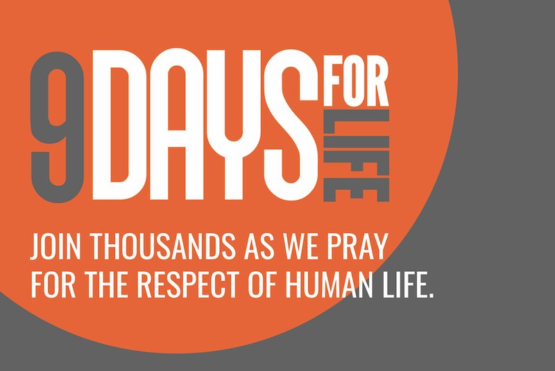 The U.S. Conference of Catholics Bishops announced Dec. 18 the annual "9 Days for Life" prayer and action campaign will run Jan. 14 to Jan. 22. Pictured is promotional material for the campaign. (CNS)