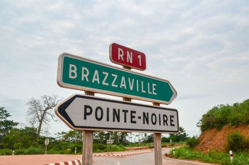 A roadsign in Republic of the Congo near Soulou Dolisie