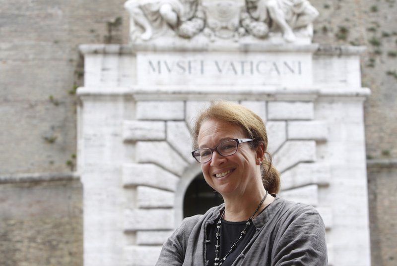 Art historian Elizabeth Lev is pictured outside the Vatican Museums in Rome May 16