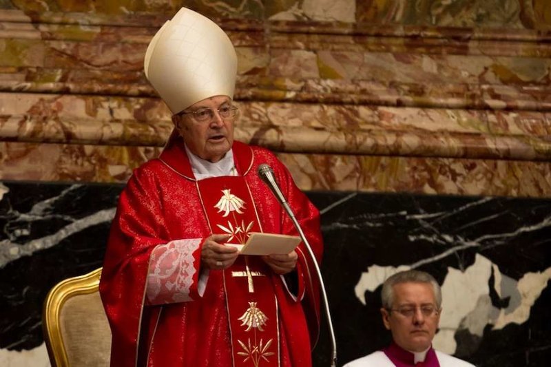 Cardinal Angelo Sodano speaks at the funeral Mass for the former archbishop of Boston