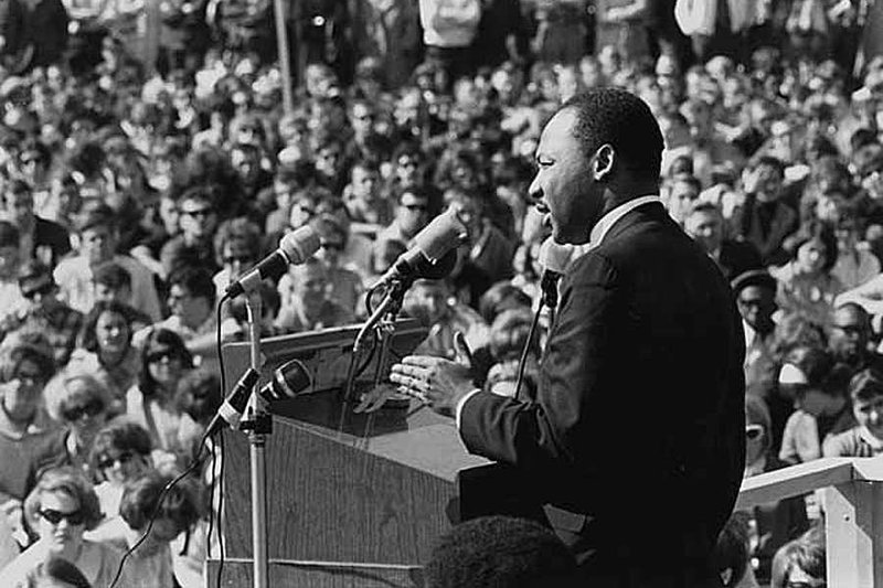 Dr. Martin Luther King speaking against war in Vietnam on St. Paul Campus (Credit Minnesota Historical Society via Flickr/CC 2.0)