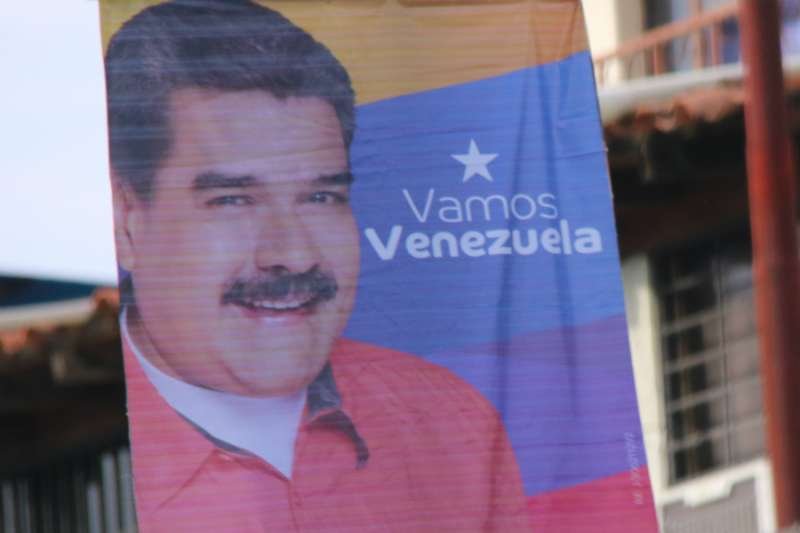 A banner promoting president Nicolas Maduro in Venezuela