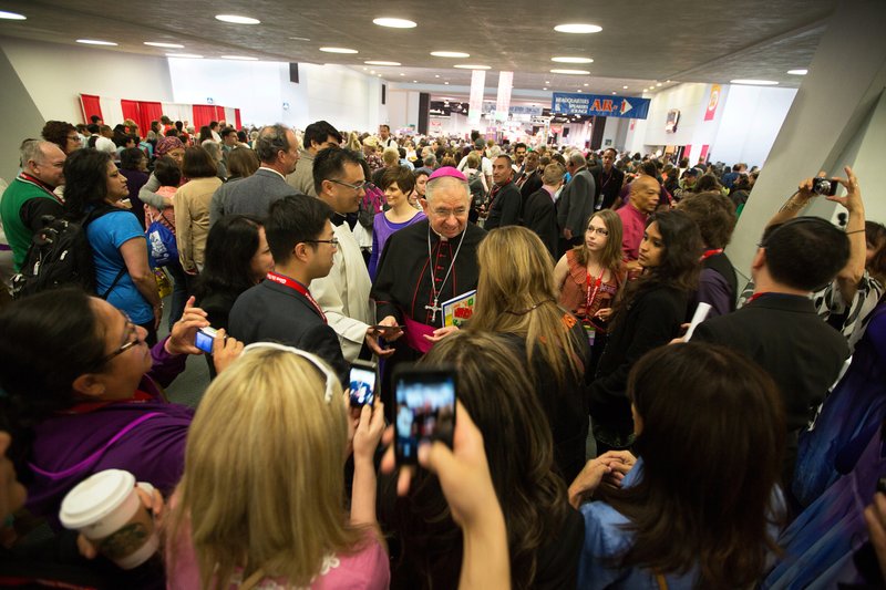 Los Angeles Archbishop Jose H. Gomez March 16 is surrounded mostly by young people during the 2014 Religious Education Congress in Anaheim, Calif. The annual congress, which this year drew 40,000 people, is a four-day event that includes one day of youth-focused activities followed by three days of […]