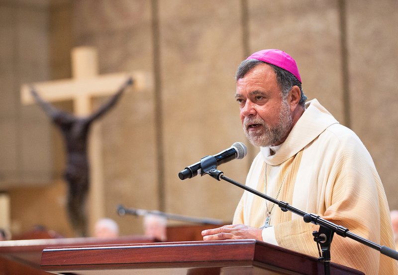Bishop Alexander Salazar speaks at the Annual Celebration of Cultures Mass at the Cathedral of Our Lady of the Angels in Los Angeles September 19