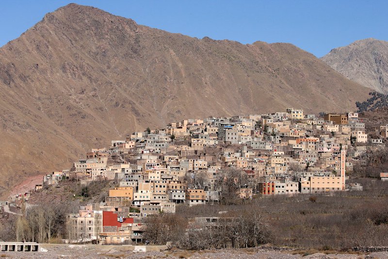 A small village is pictured in the Toubkal region near Imlil