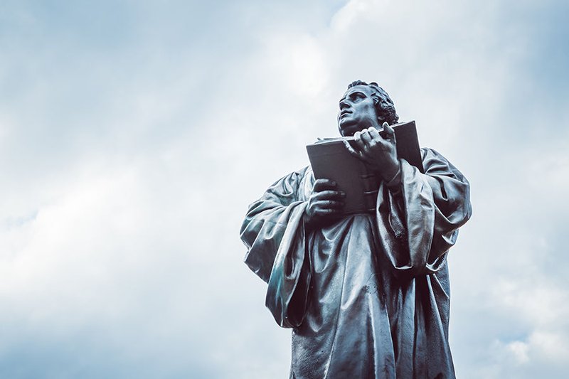 Monument of the reformer Martin Luther in Erfurt