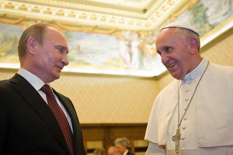 Pope Francis with Russian President Vladimir Putin on June 10