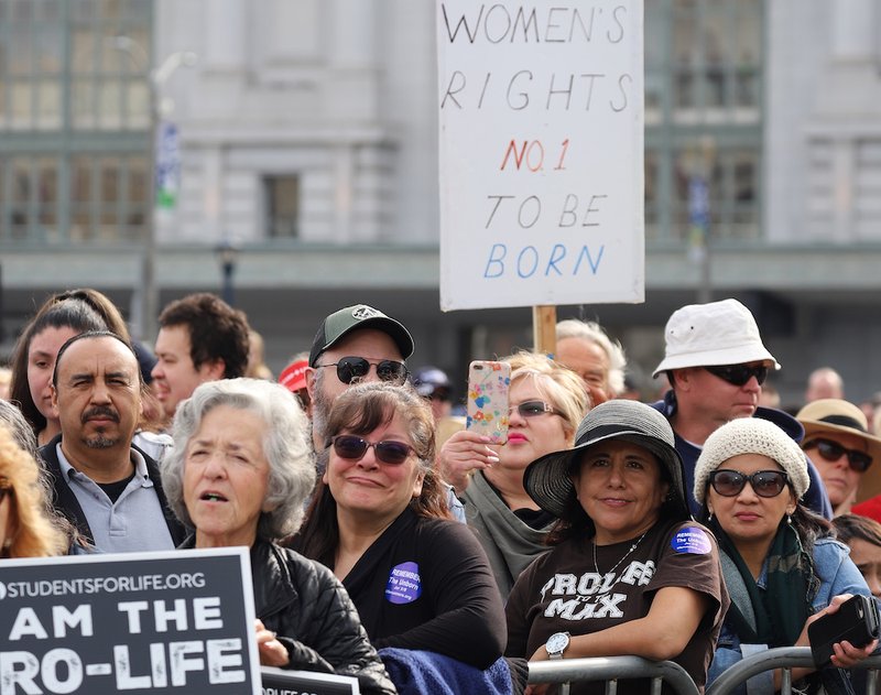 Pro-life supporters gather at Civic Center Plaza in San Francisco for the 15th Annual Walk for Life West Coast Jan. 26
