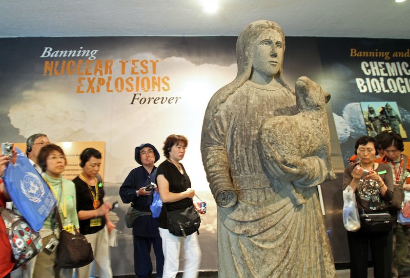 Japanese tourists at the United Nations in New York May 4