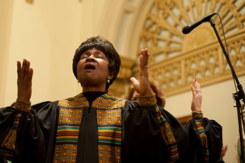 Joyce Durst is among the more than 40 members of the the Archdiocese of Boston Black Catholic Choir. Here