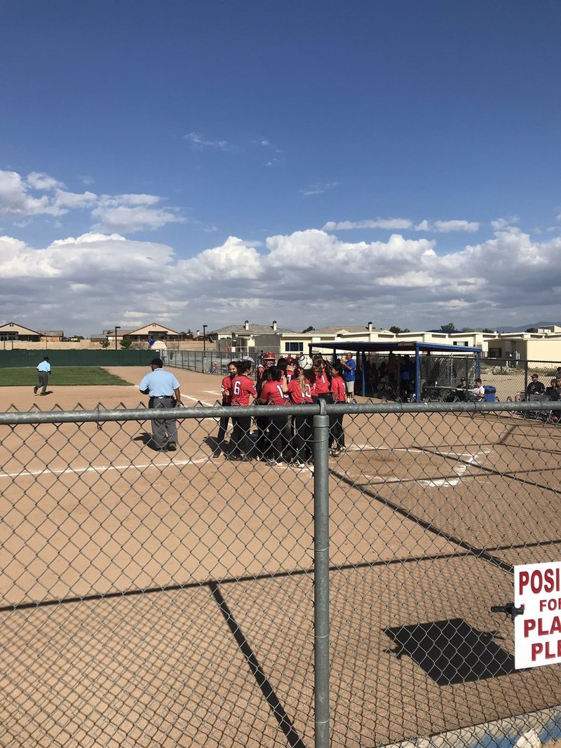 Mayfield's softball team celebrates a home run at a recent game. (PHOTO COURTESY MAYFIELD HS TWITTER)