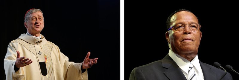 Cardinal Blase J. Cupich of Chicago and Nation of Islam leader Minister Louis Farrakhan are pictured in a Jan. 6