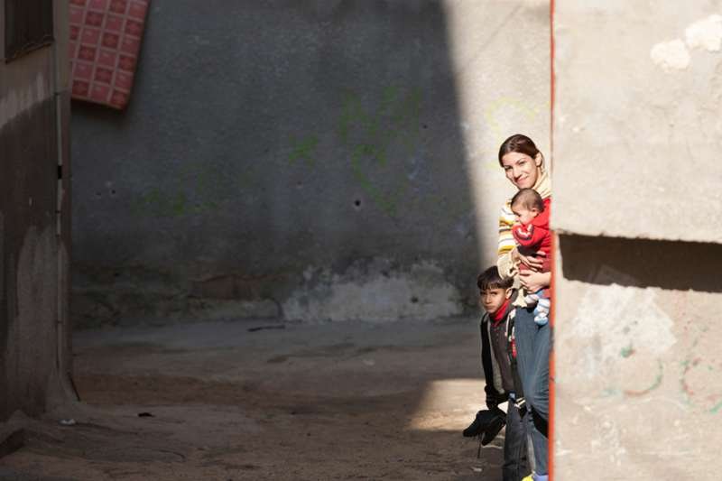 Palestinian family in refugee camp. Credit: dominika zarzycka/Shutterstock