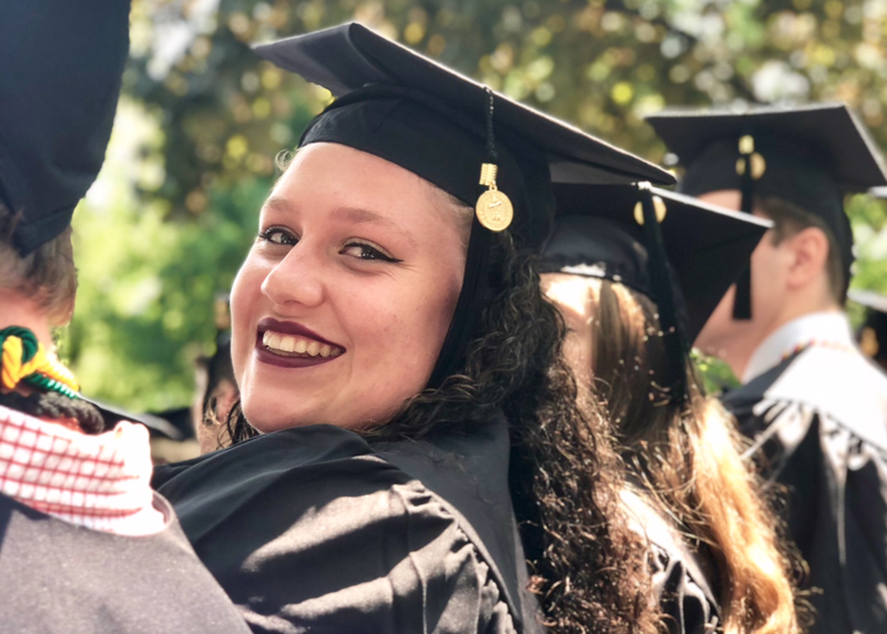Elizabeth Wolf at her graduation from Dickerson College this year. TOM JEFFRY