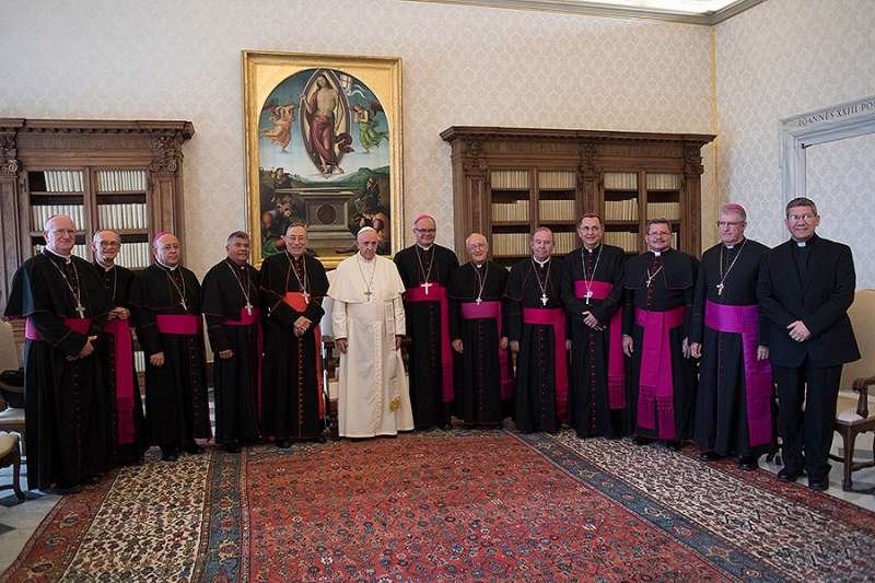 Pope Francis meets with the Honduran bishops' conference at the Vatican