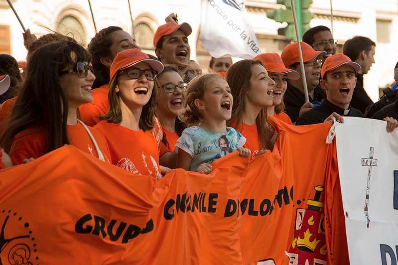 Pro-life advocates participate in Rome's annual March for Life on May 20