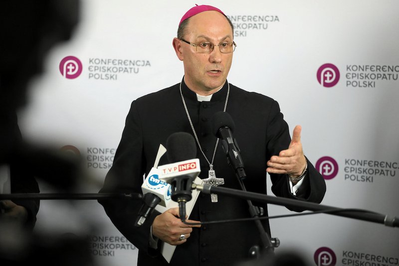 Polish Archbishop Wojciech Polak of Gniezno speaks during a news conference in Warsaw May 22