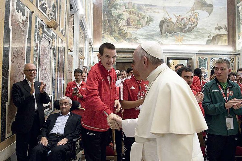 Pope Francis meets with Special Olympics athletes at the Vatican Oct. 13